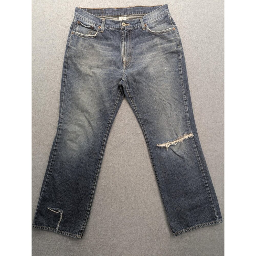 Lucky Brand Jeans Womens 33 Blue Distressed Bootcut Short Classic Comfort Denim